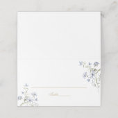 Carte De Placement Floral Elegant Dusty Blue Mariage Place Card (Extérieur déplié)