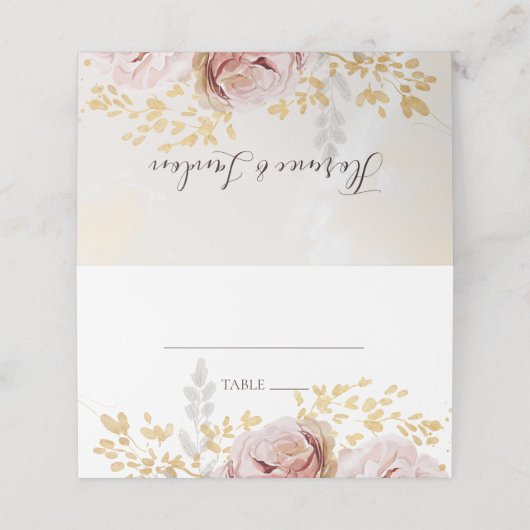 Carte De Placement Floral flush moderne | Aquarelle pliée (Extérieur déplié)