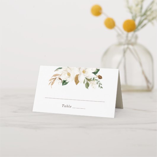 Carte De Placement Floral Magnolia Neutral Blush Élégante Carte Place (Devant)