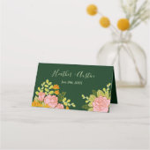 Carte De Placement Floral Mariage vert foncé Botanique (Dos)