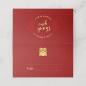 Carte De Placement Floral merci logo mariage chinois double xi (Extérieur déplié)