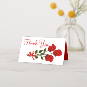 Carte De Placement Floral Merci Rose rouge Fleur - Mariage