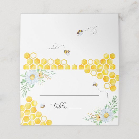 Carte De Placement Floral Miel mariage (Extérieur déplié)