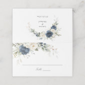 Carte De Placement Floral Navy Bleu Blanc Vert Mariage Carte Place (Extérieur déplié)