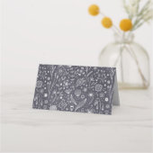 Carte De Placement Floral noir et blanc moderne (Dos)