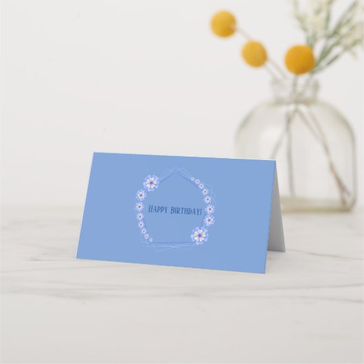 Carte De Placement Floral pastel bleu (Devant)