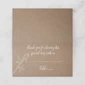 Carte De Placement Floral Pays Rose Brown Kraft Mariage Merci (Extérieur déplié)