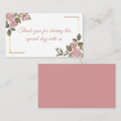 Carte De Placement Floral Peony rose Fleur Mariage d'été Merci (Devant / Derrière)