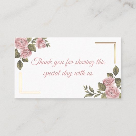Carte De Placement Floral Peony rose Fleur Mariage d'été Merci (Devant)