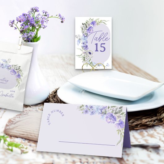 Carte De Placement Floral Peri de lavande violette