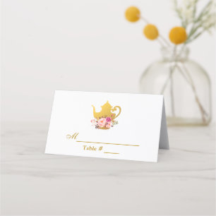 Carte De Placement Floral Pink Gold Fête des mariées Tea Party