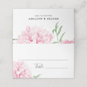 Carte De Placement Floral Pink Peony Boho Botanique Élégant (Extérieur déplié)