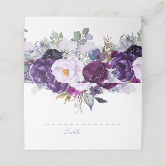 Carte De Placement Floral pourpre (Extérieur déplié)