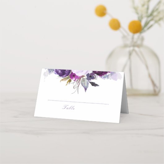 Carte De Placement Floral pourpre (Devant)