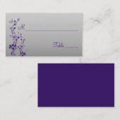 Carte De Placement Floral pourpre, argenté avec papillons Placer les  (Devant / Derrière)