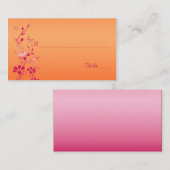 Carte De Placement Floral rose et orange avec Papillons (Devant / Derrière)