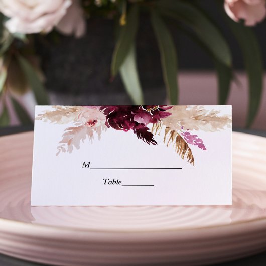 Carte De Placement Floral rose rose de Bourgogne moderne