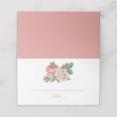 Carte De Placement Floral Rose Rose Flower Mariage, Partie d'engageme (Extérieur déplié)