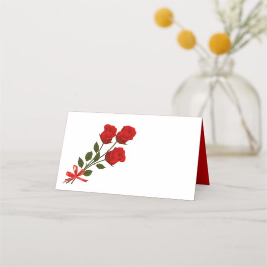 Carte De Placement Floral Rose rouge - Fleurs de mariage (Devant)