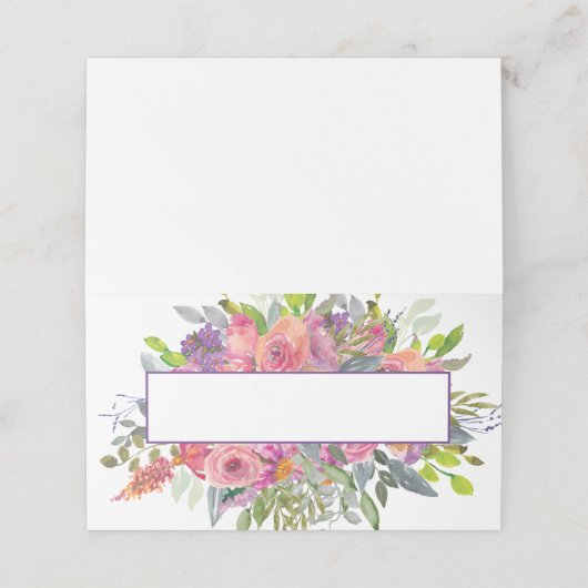Carte De Placement Floral rose violet (Extérieur déplié)