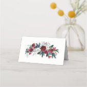 Carte De Placement Floral rouge bordeaux bouquet d'hiver invité maria (Dos)