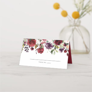 Carte De Placement Floral rouge rose violet
