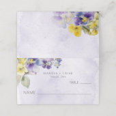 Carte De Placement Floral violet et jaune Mariage moderne plié (Extérieur déplié)