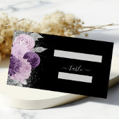 Carte De Placement Floral violet Parties scintillant argent Mariage n