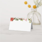 Carte De Placement Floral Winter Poinsettia Mariage élégant (Dos)