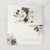 Carte de placement florale luxe noir et or (Extérieur déplié)