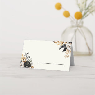 Carte de placement florale luxe noir et or