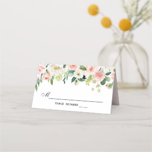 Carte De Placement Florales rose pâle Mariage botanique moderne