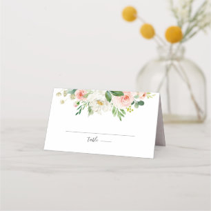 Carte De Placement Florales rose pâle Mariage botanique moderne
