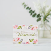 Carte De Placement Florales roses rustiques sur bois blanc Réservé (Debout devant)
