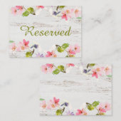 Carte De Placement Florales roses rustiques sur bois blanc Réservé (Devant / Derrière)