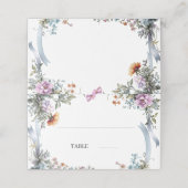 Carte De Placement Florals Blue Ribbon Place Cards Elegant (Extérieur déplié)