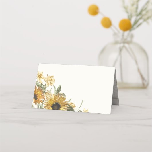 Carte De Placement Flore de tournesol rustique (Devant)