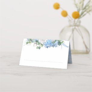 Carte De Placement Flore Vert Élégant Dusty Blue Mariage