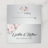 Carte De Placement Flores rose sur Mariage argent (Extérieur déplié)