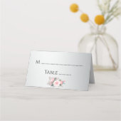 Carte De Placement Flores rose sur Mariage argent (Dos)