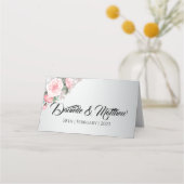 Carte De Placement Flores rose sur Mariage argent (Devant)