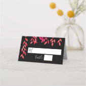 Carte De Placement Foliage rose chaud sur Mariage noir (Devant)