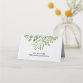 Carte De Placement Foliage simple | Blanc | Design Mariage vert (Dos)