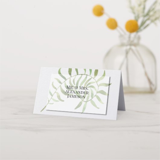 Carte De Placement Foliage simple | Fern | Design Mariage vert (Dos)