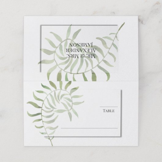 Carte De Placement Foliage simple | Fern | Design Mariage vert (Extérieur déplié)