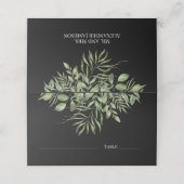 Carte De Placement Foliage simple | Noir | Design Mariage vert (Extérieur déplié)