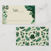Carte De Placement Foliage Tropical Vert Moderne Mariage Numéro de ta (Devant / Derrière)