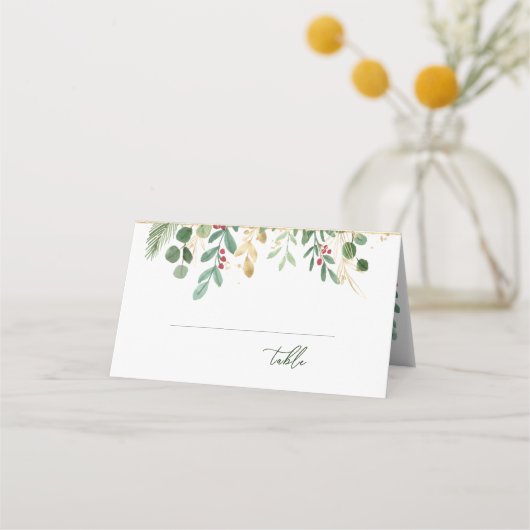 Carte De Placement Foliage vert Berry rouge (Devant)
