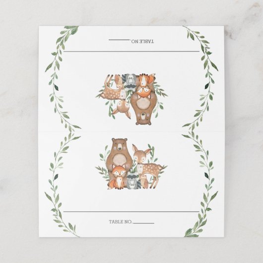 Carte De Placement Forêt Bois Animaux Végétation Baby shower Tente (Extérieur déplié)