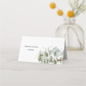 Carte De Placement Forêt d'aquarelle | Arbres Et Cerfs (Dos)